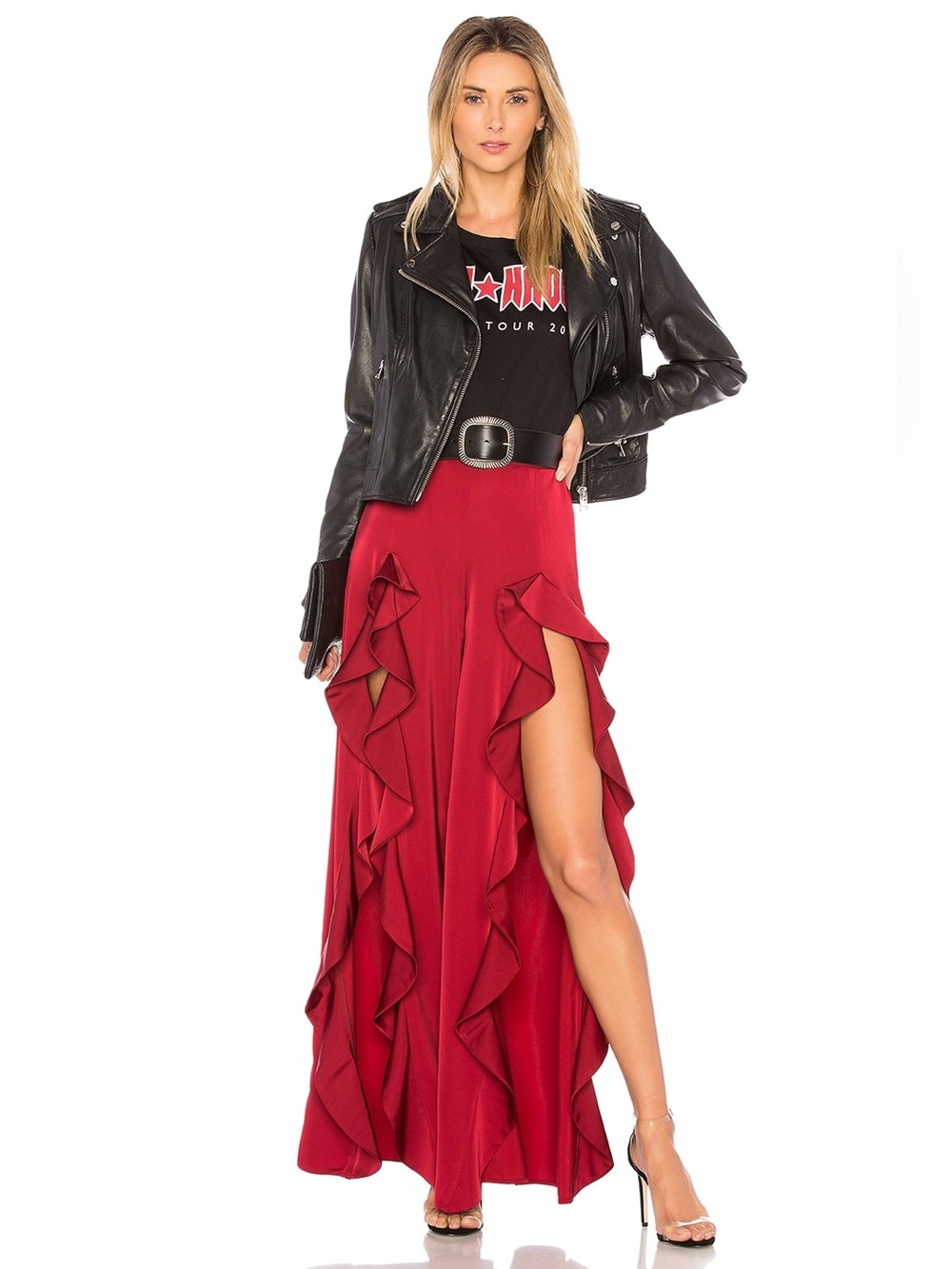 LOVERS + FRIENDS ADAGIO RUFFLE PANT 
Women's Red Ruffle Split-Leg Wide Pants - Picture 2 of 7